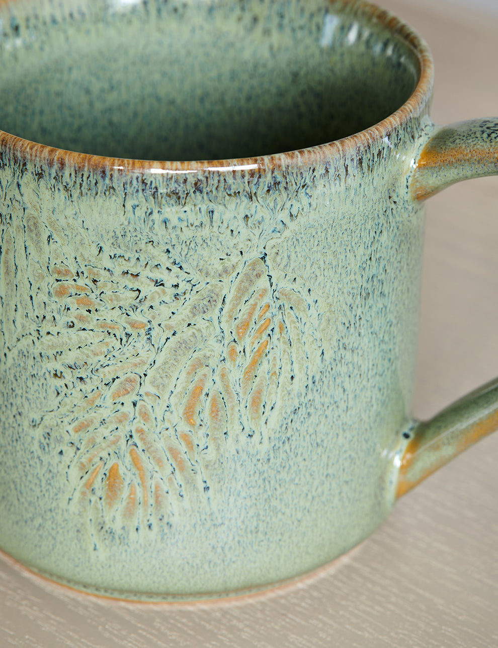 Forest Green Stoneware Mug close up