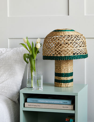 Green and Natural Boho Seagrass Table Lamp
