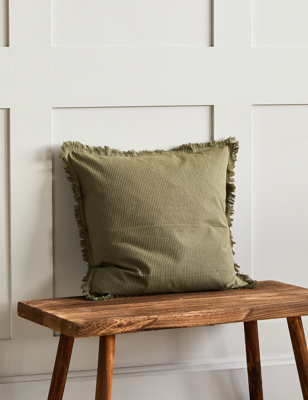Forest Striped Fringed Cushion