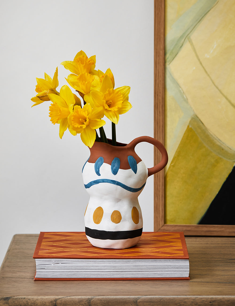 Hand-painted Abstract Terracotta Jug 
