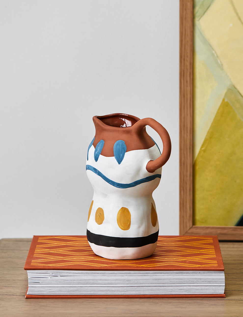 Hand-painted Abstract Terracotta Jug 