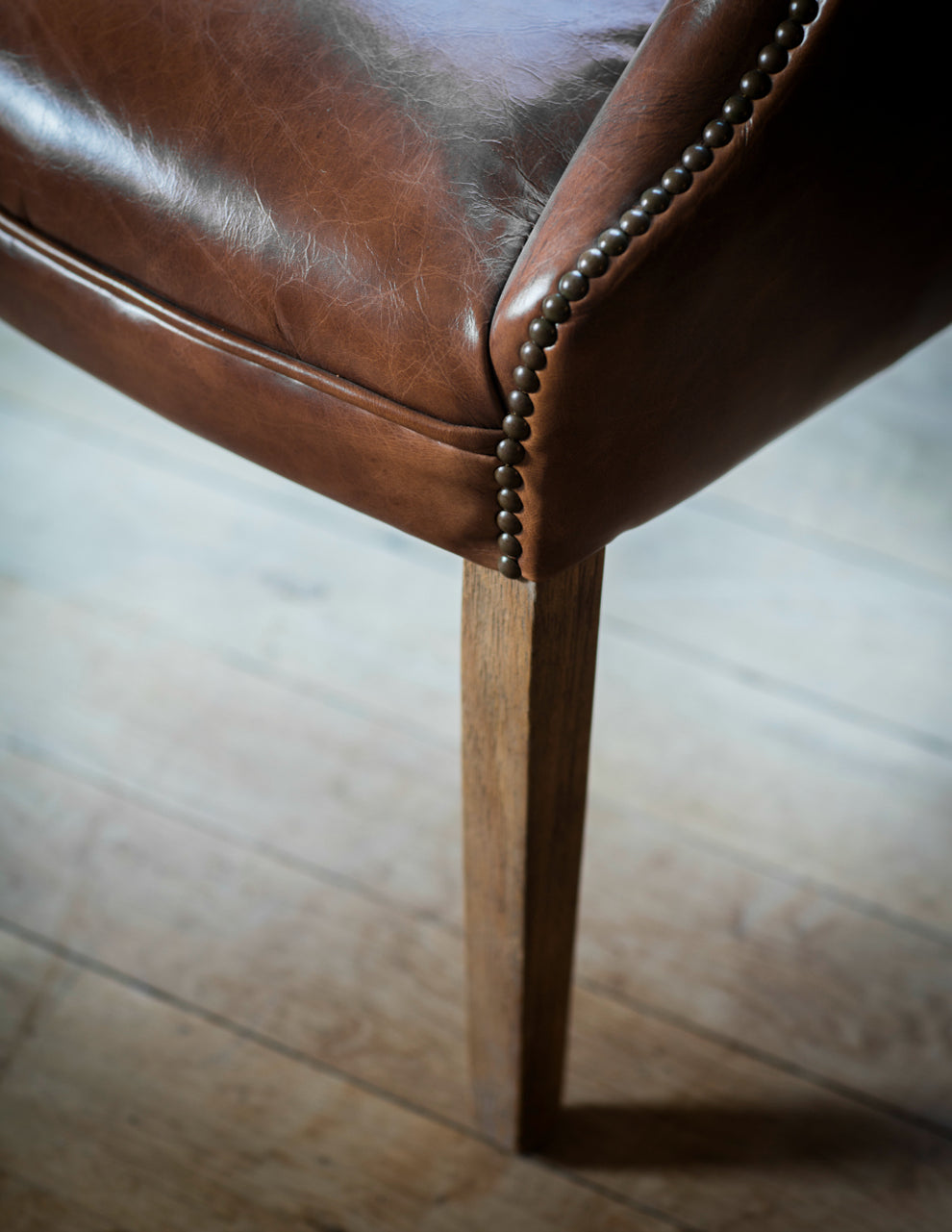 Havana Brown Leather Chair Leg