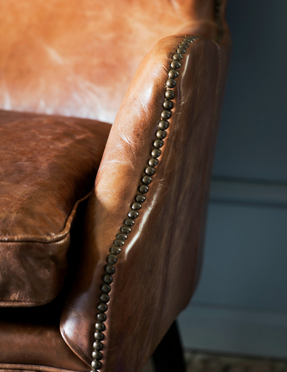Havana Brown Leather Sofa Studs