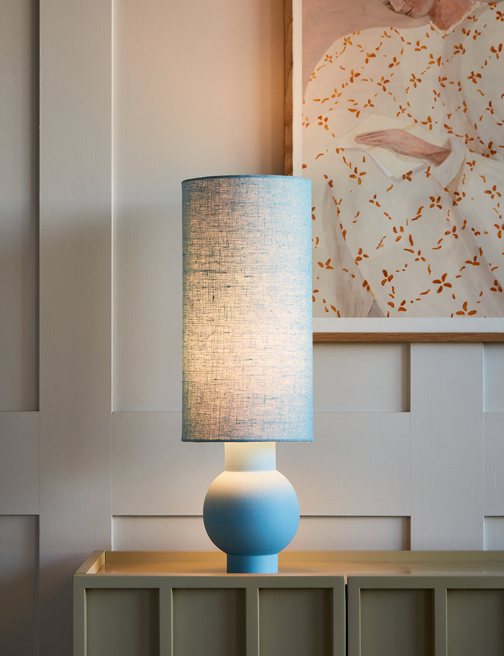 HKliving Ice Blue Linen Lamp Shade