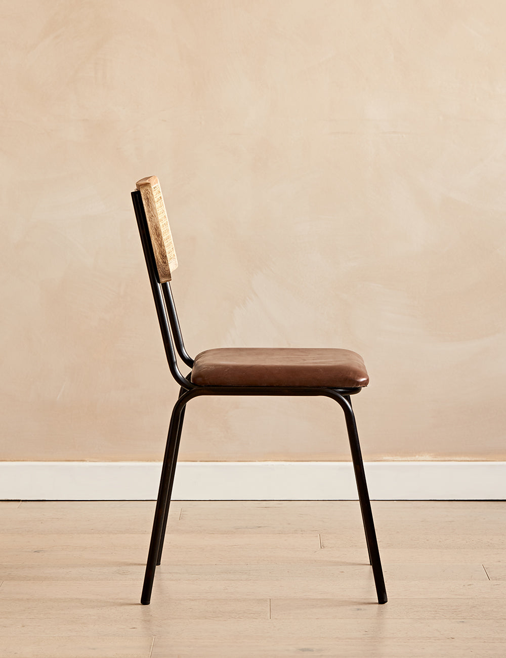 Iswa Leather & Rattan Dining Chair Rose and Grey