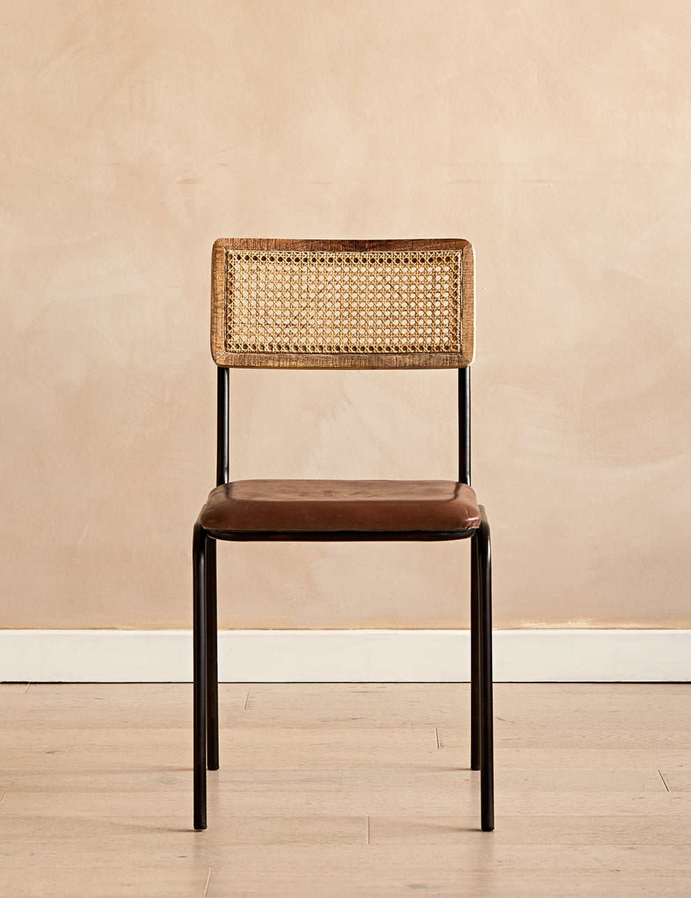 Iswa Leather & Rattan Dining Chair Front