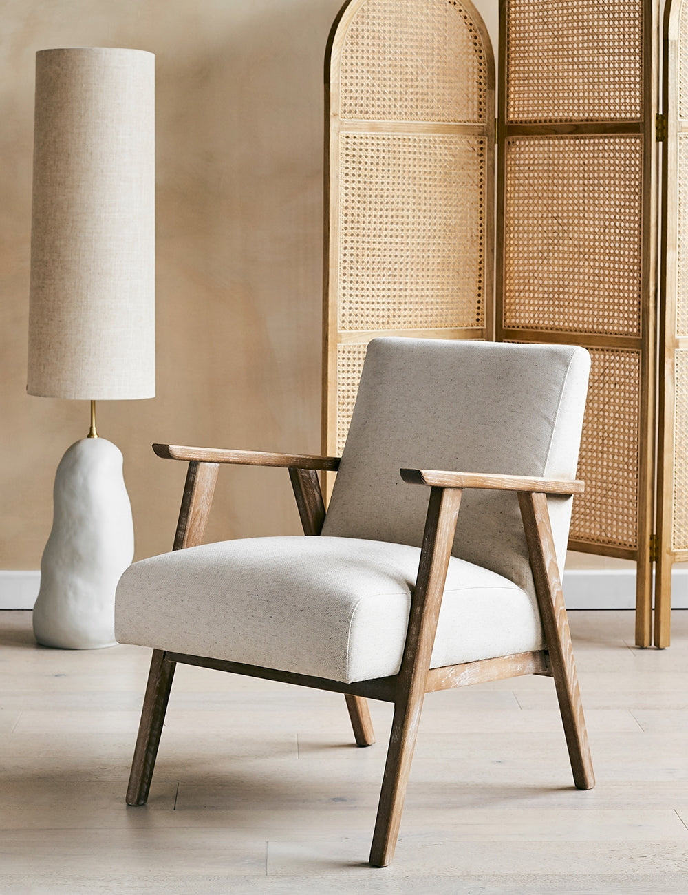 Natural linen armchair clearance