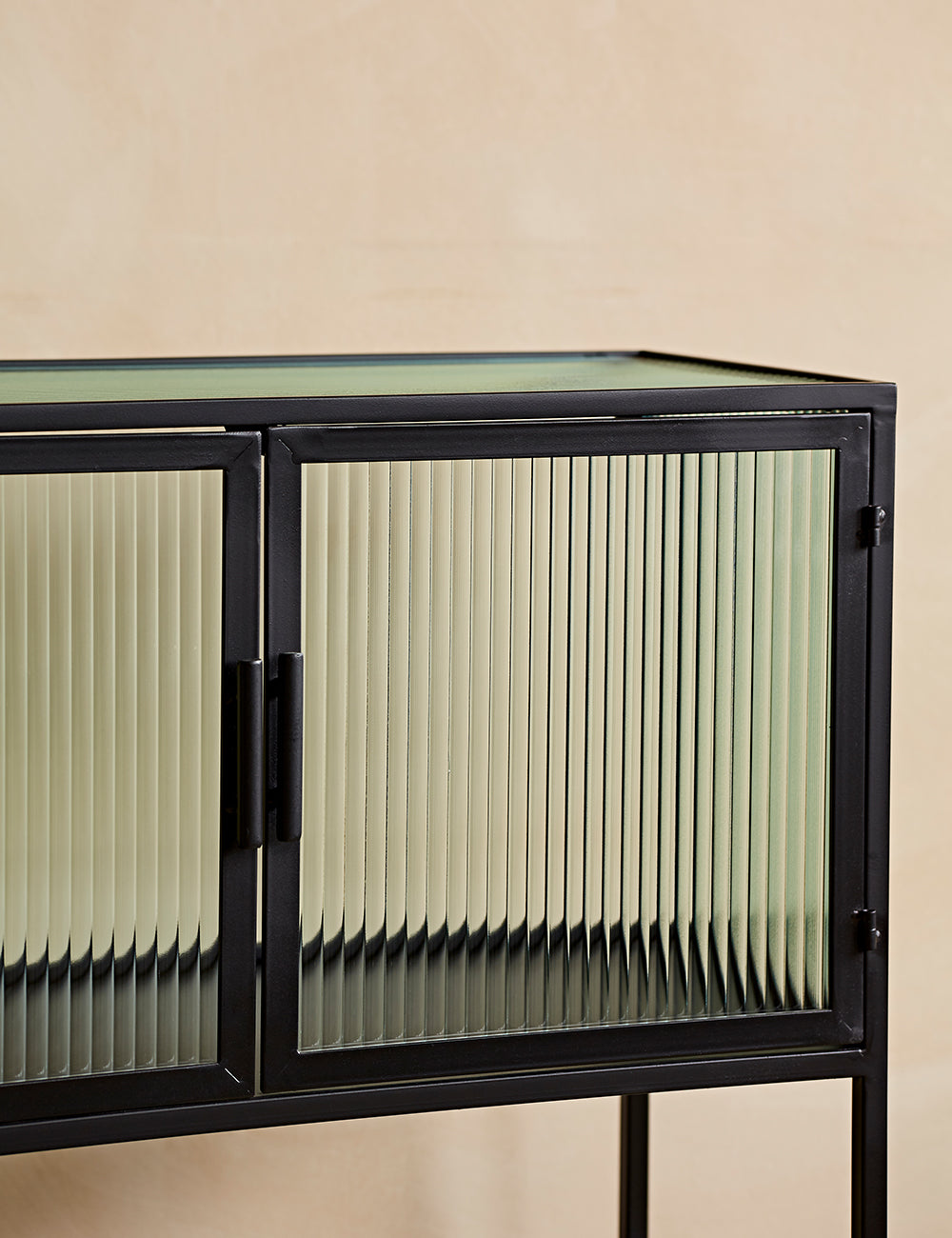 Black metal outlet console cabinet