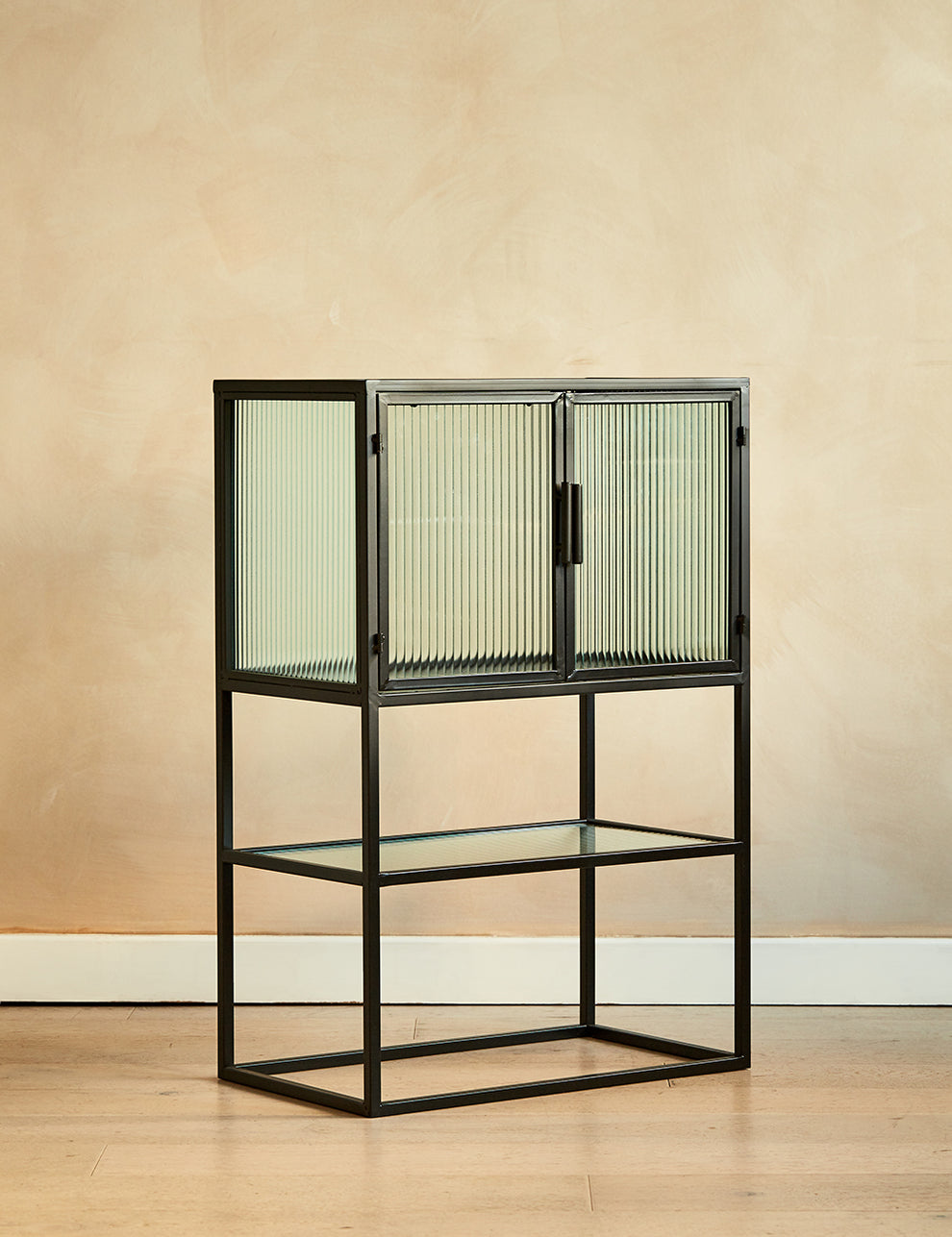 Kyoto Glass & Metal Small Console Cabinet Whole