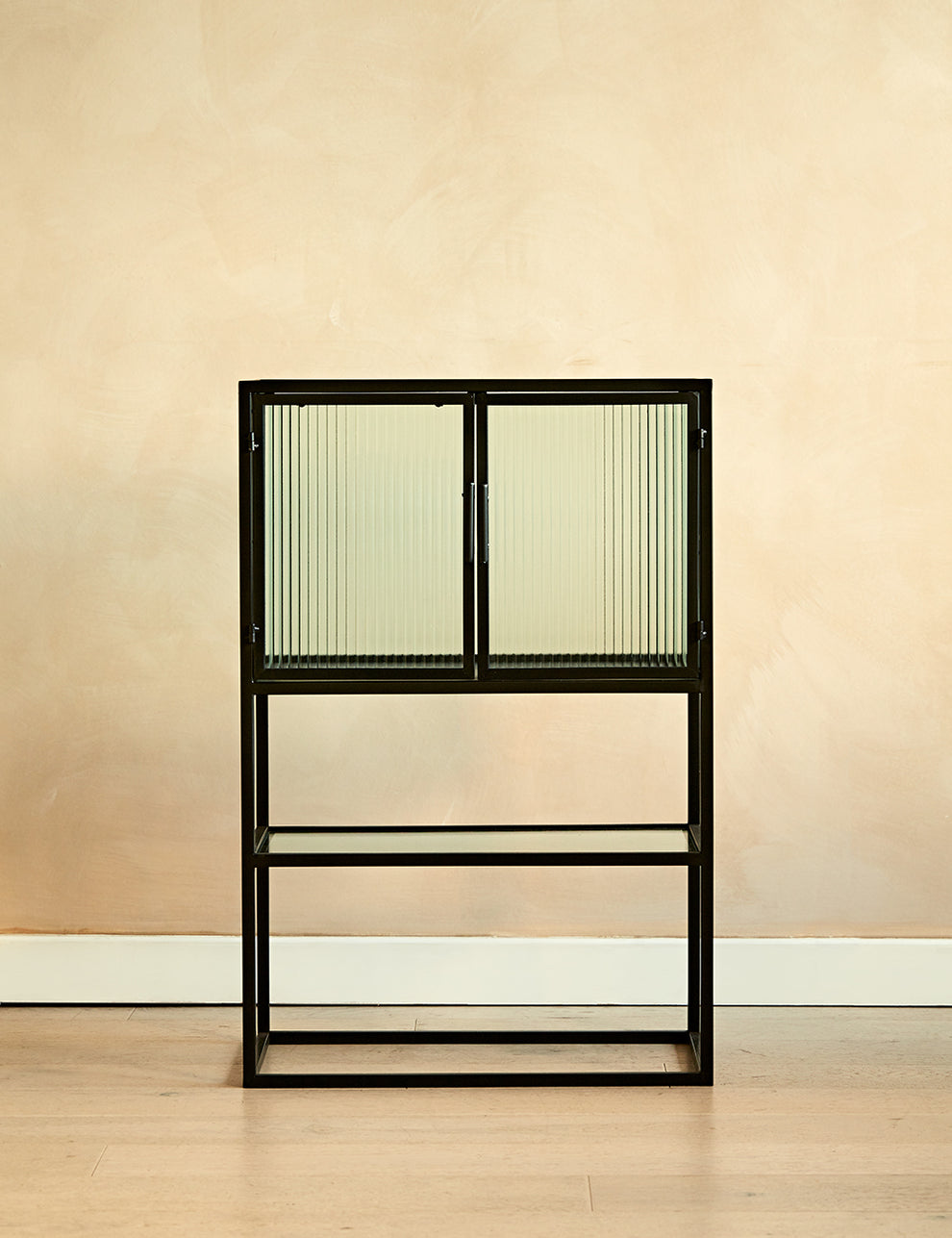 Kyoto Glass & Metal Small Console Cabinet Front