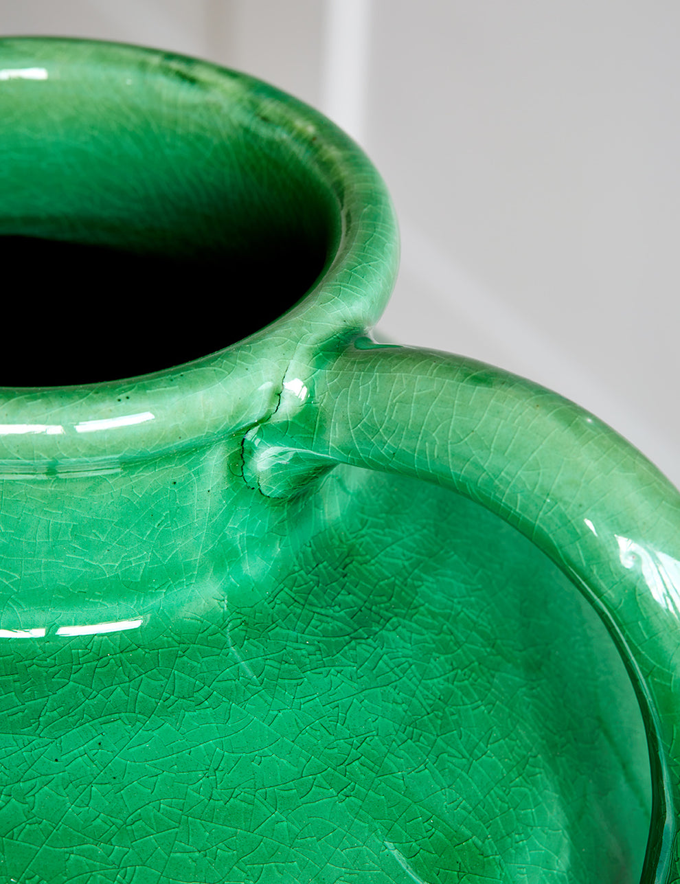 Large Emerald Green Vase close up