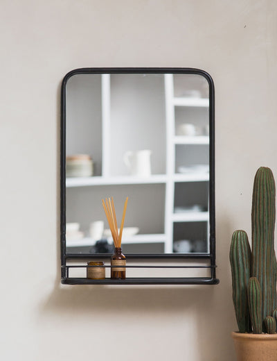 Large Industrial Mirror with Shelf