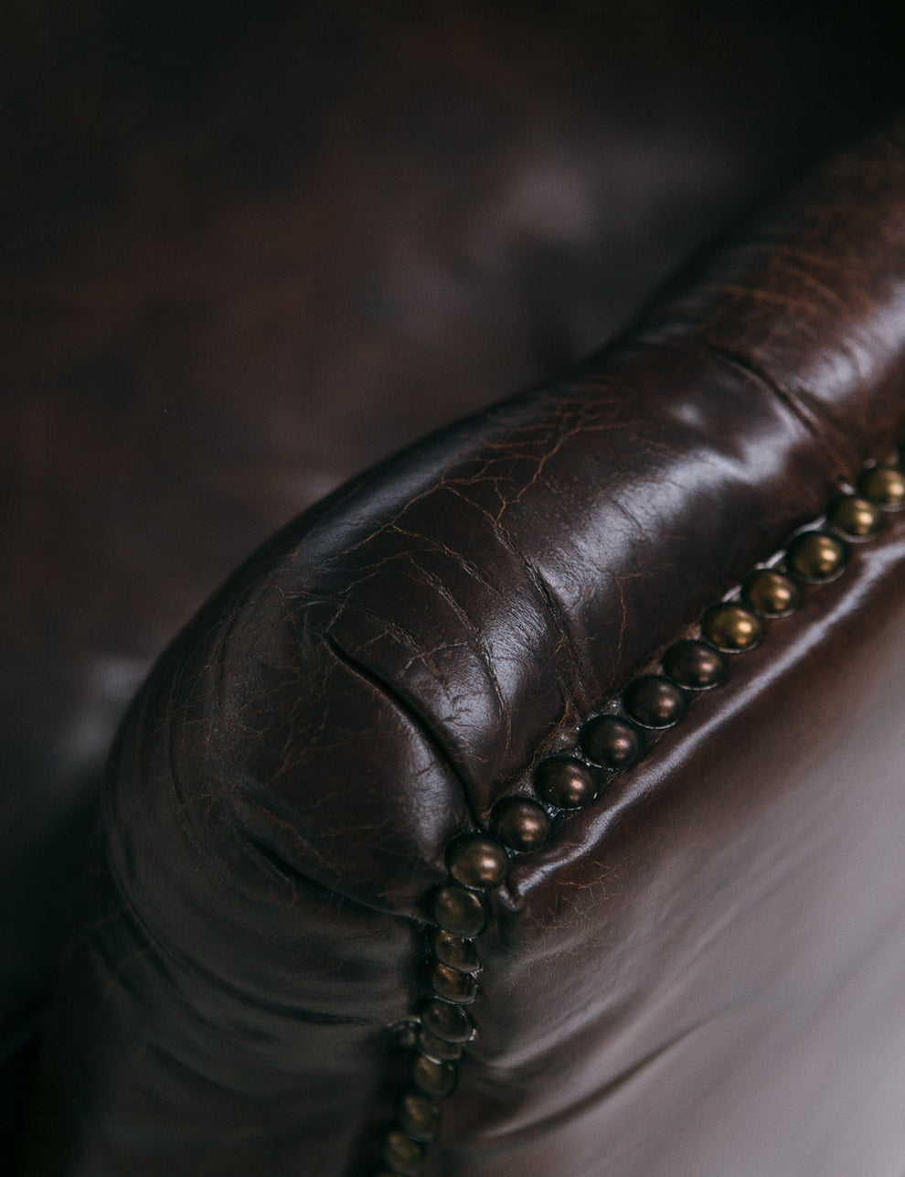 Vintage Leather Button & Stud Sofa close up