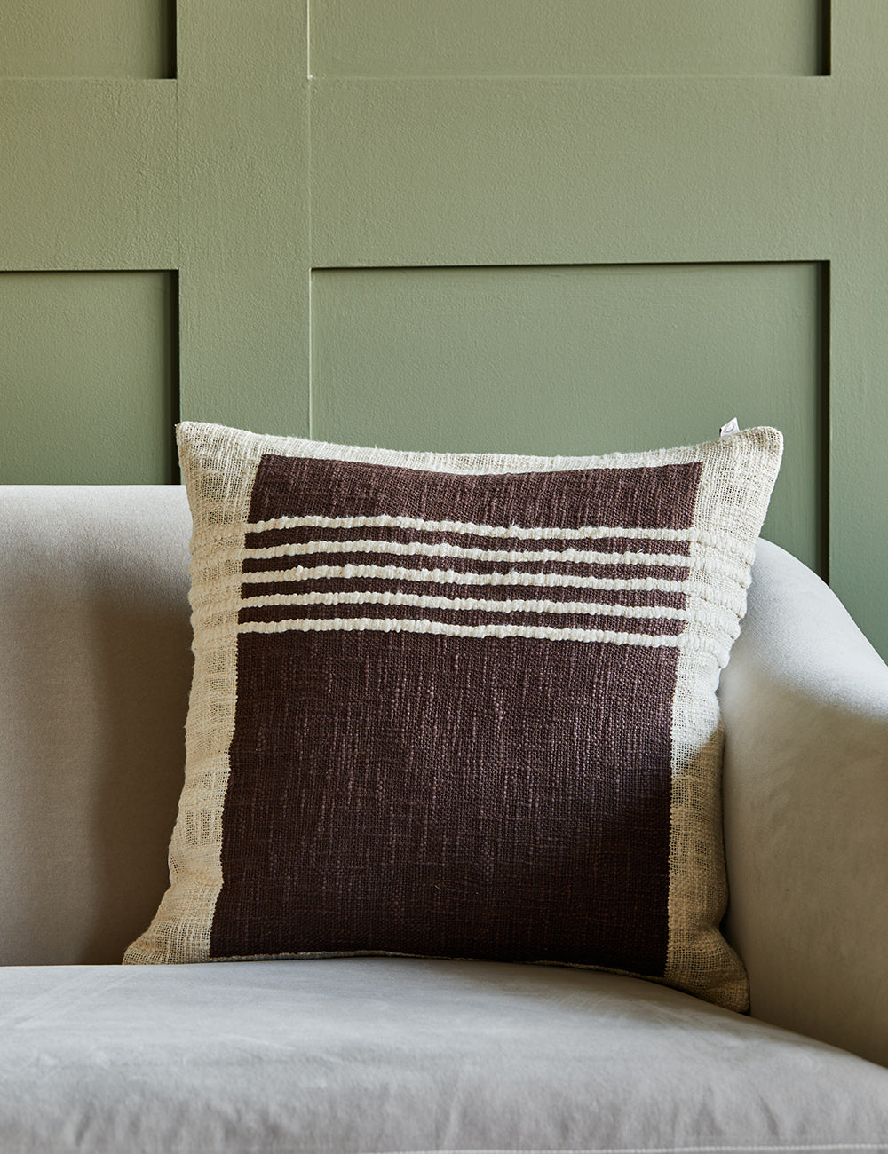 Luxury Brown & White Stripe Cushion Cover