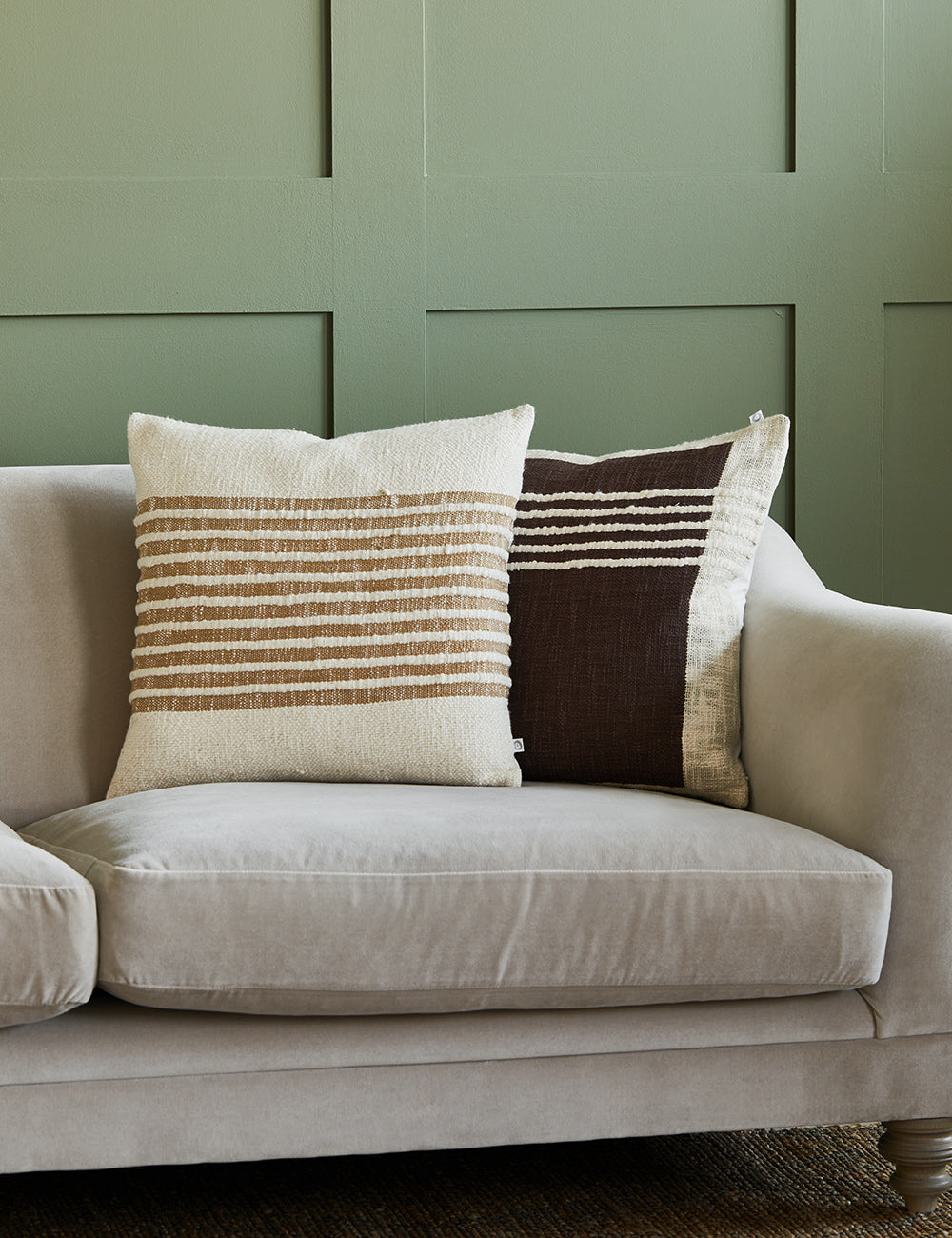 Luxury White & Brown Cushion Cover - Square