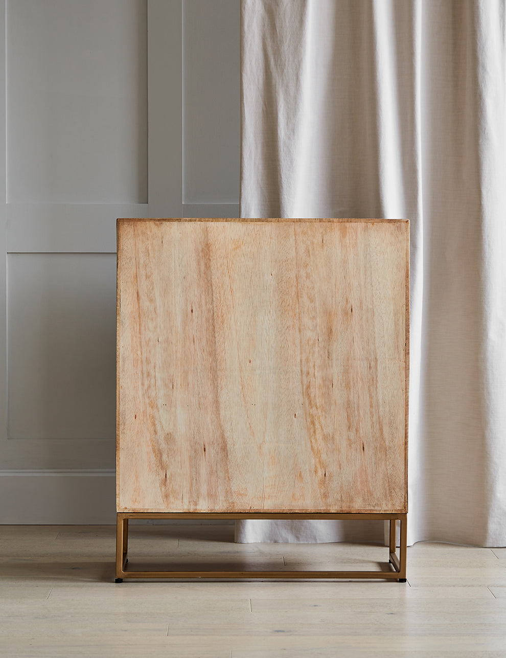 Mango Wood and Brass Textured Cabinet back