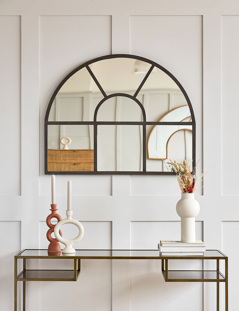 Mantle Arch Paned Mirror