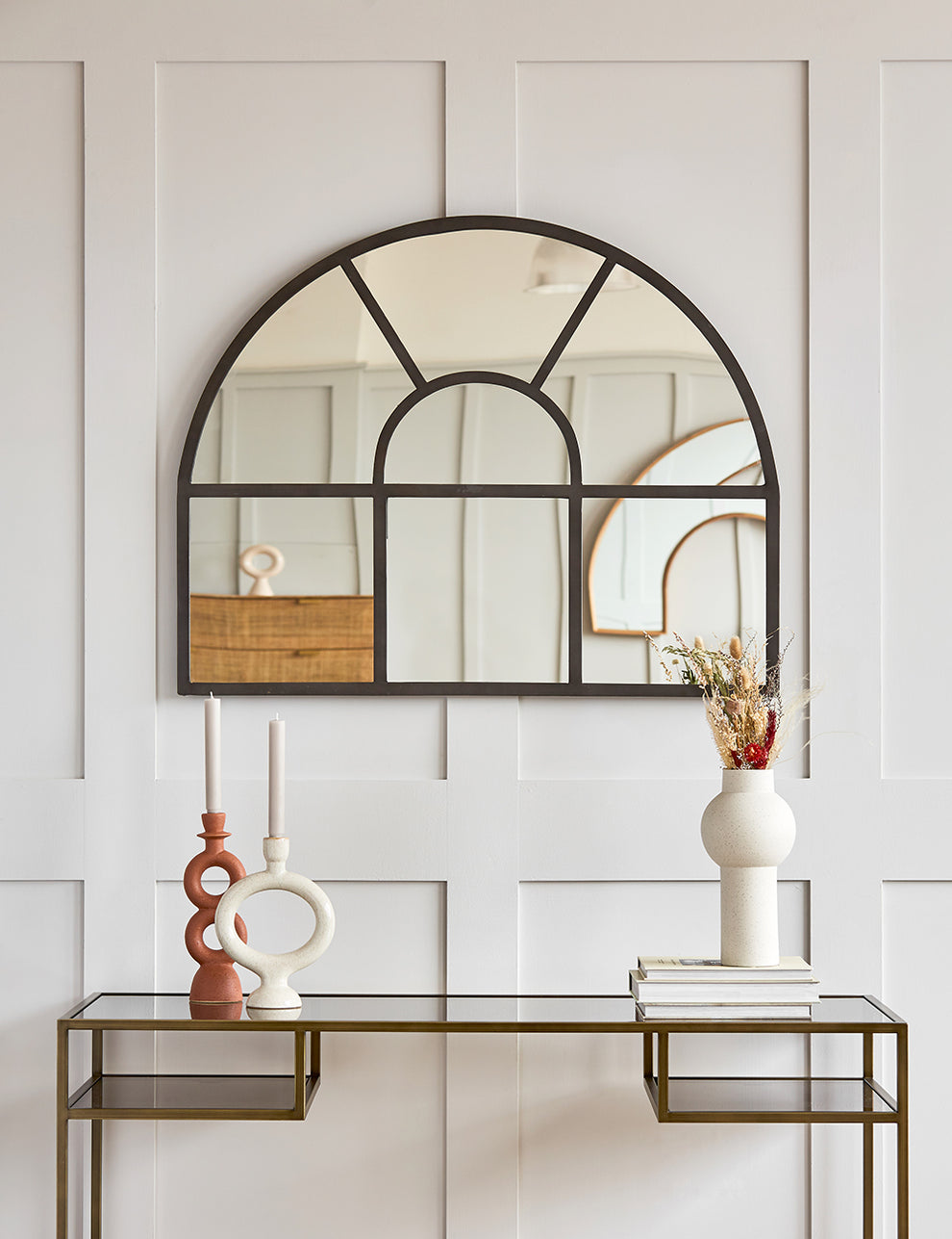 Mantle Arch Paned Mirror