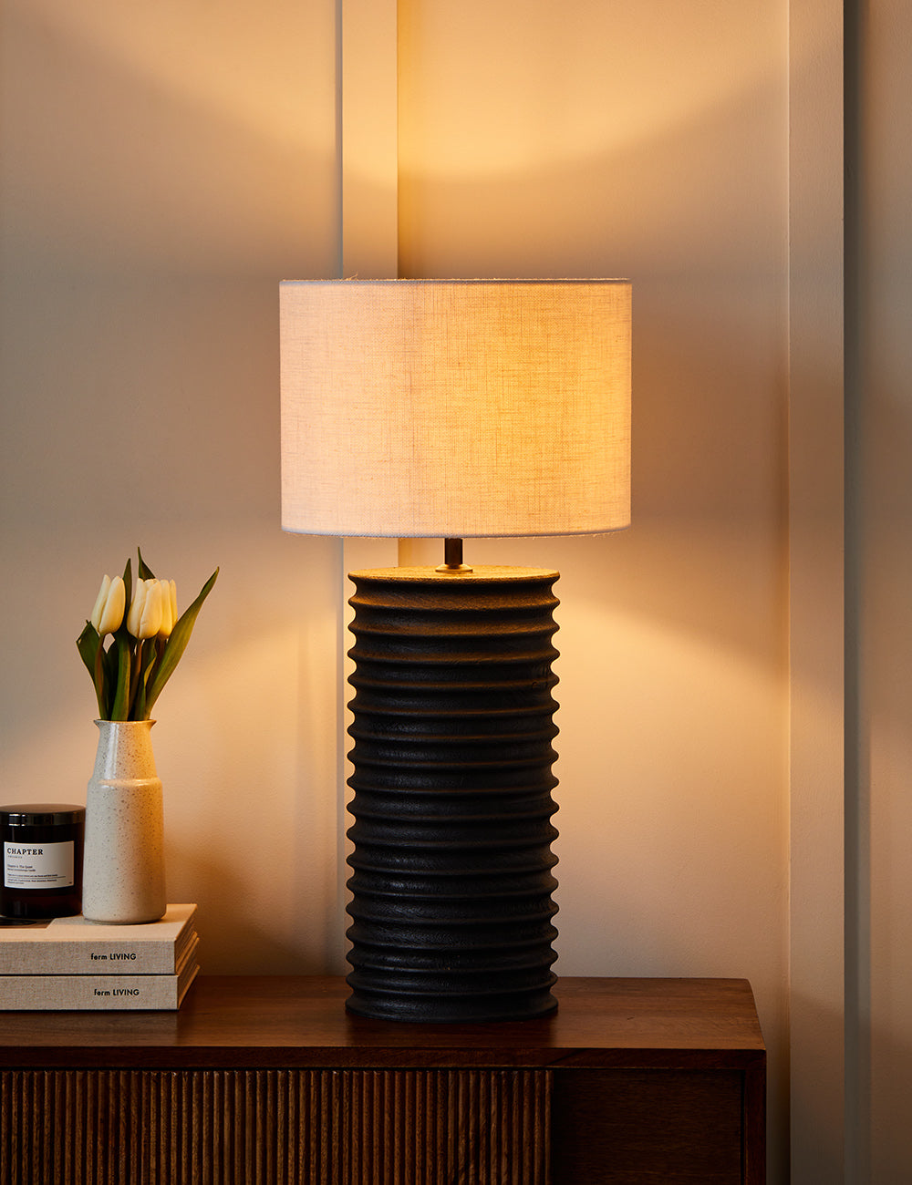 Black lamp base on sale with white shade