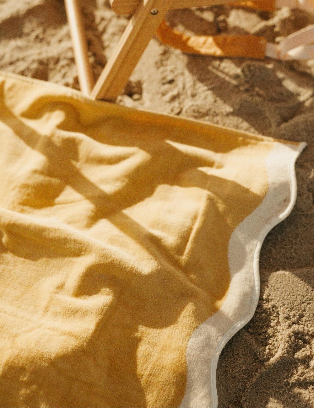 Mustard Yellow Luxury Beach Towel close up