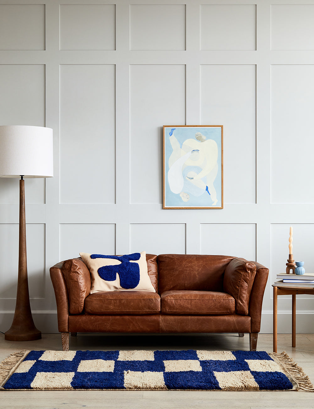 Brown leather shop sofa interior design