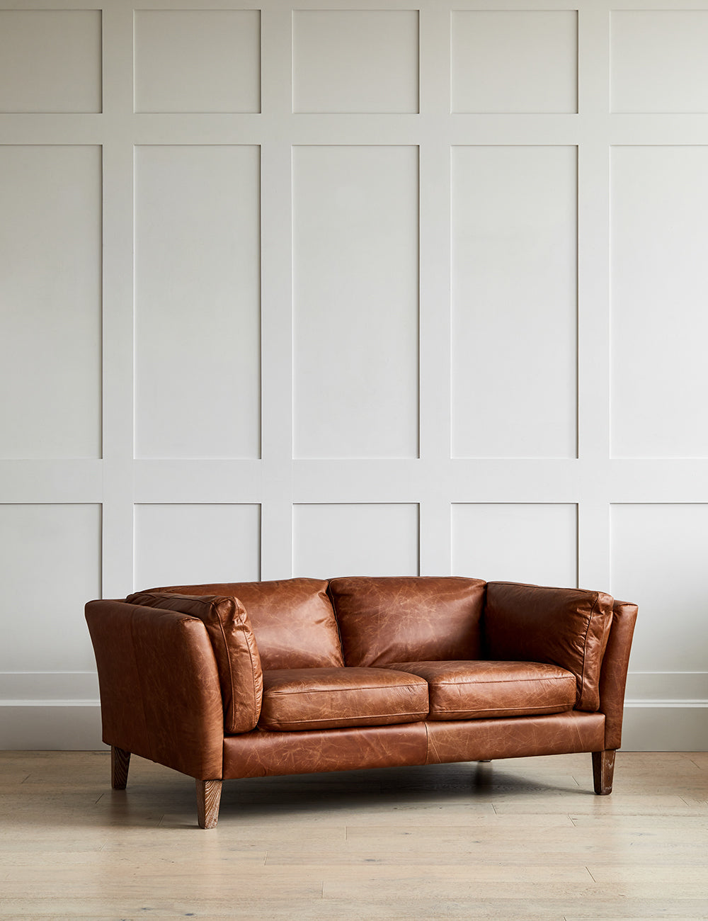 Nevada Brown Leather Two Seater Sofa