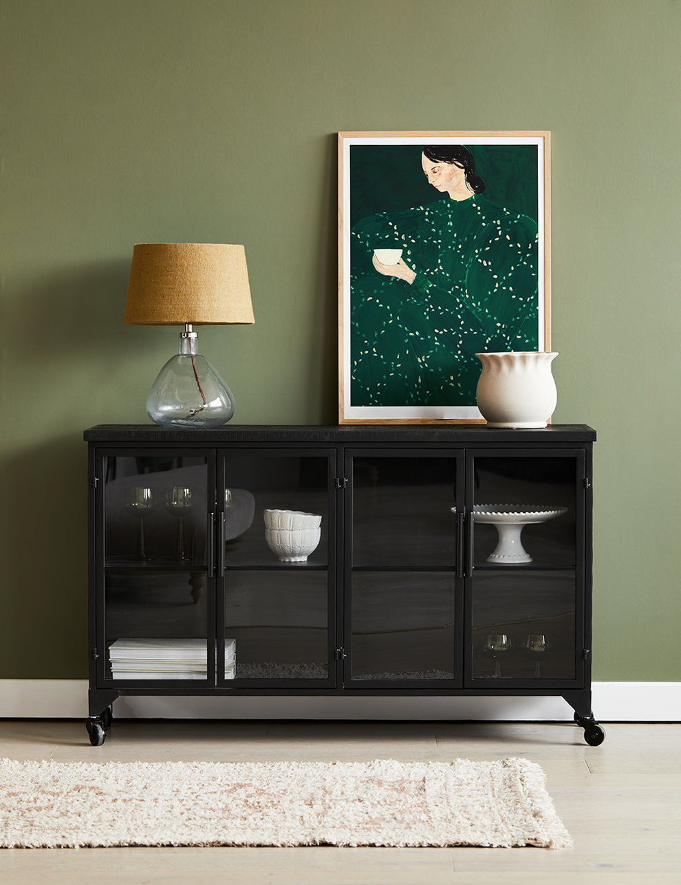 Nikko Black Wooden Small Sideboard styled