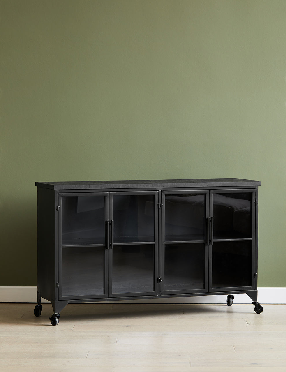 Nikko Black Wooden Small Sideboard angled