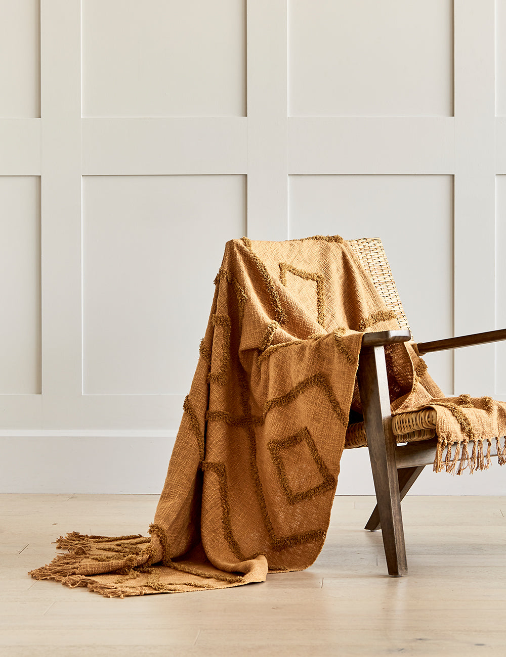 Nude Cotton Fringed Throw
