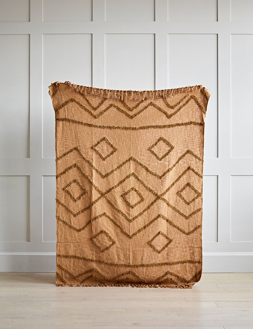 Nude Cotton Fringed Throw
