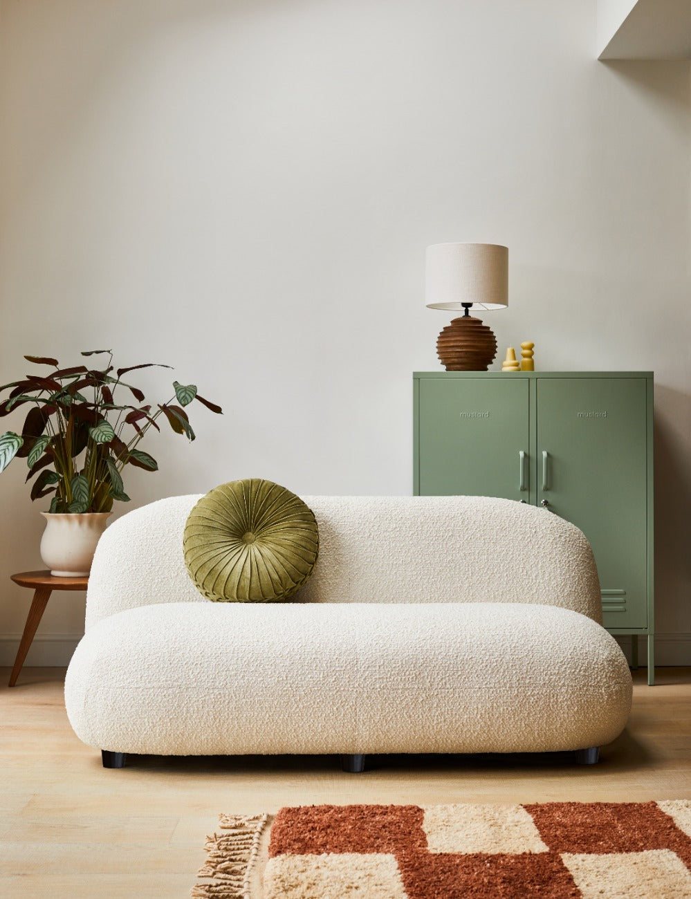 Ohio Curved Two Seater Ivory Sofa