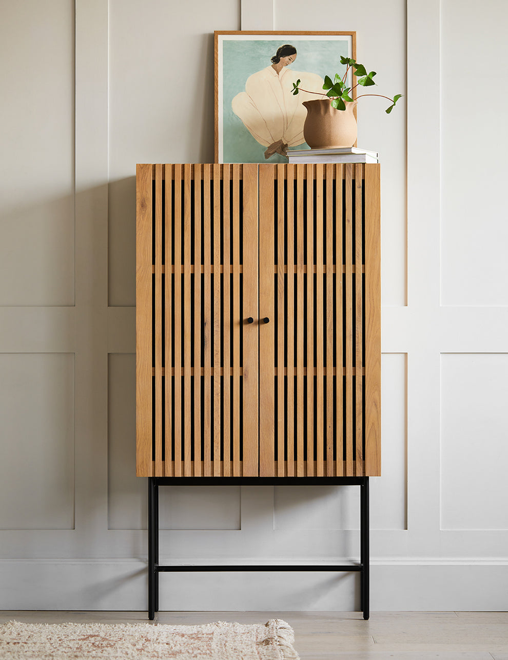Okayama Wooden Cocktail Cabinet styled