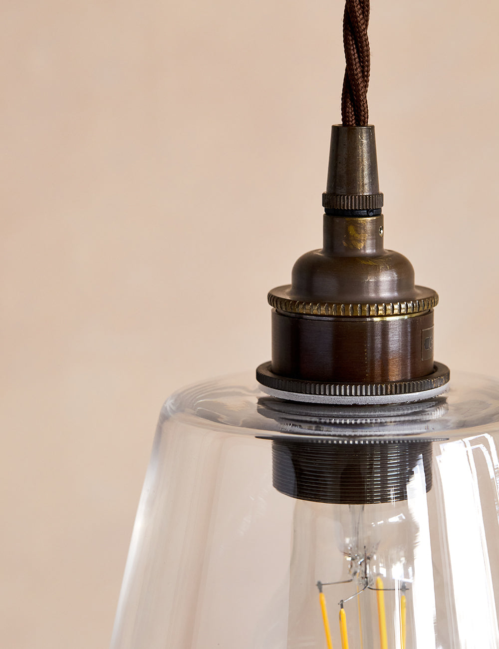 Old School Electric Tapered Glass Pendant Light - Small
