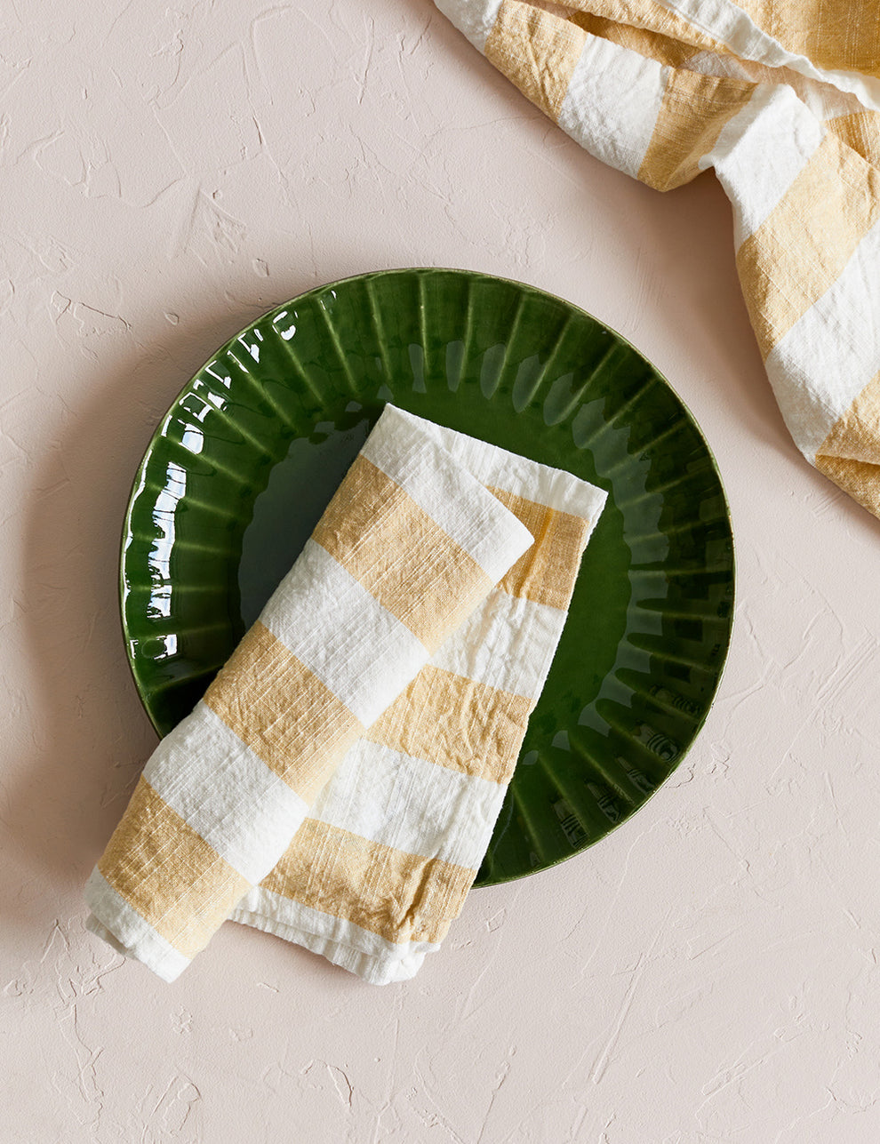 Pack of Two Olive Striped Organic Cotton Napkins