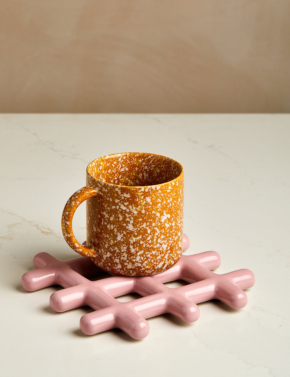 Pink Grid Stoneware Trivet
