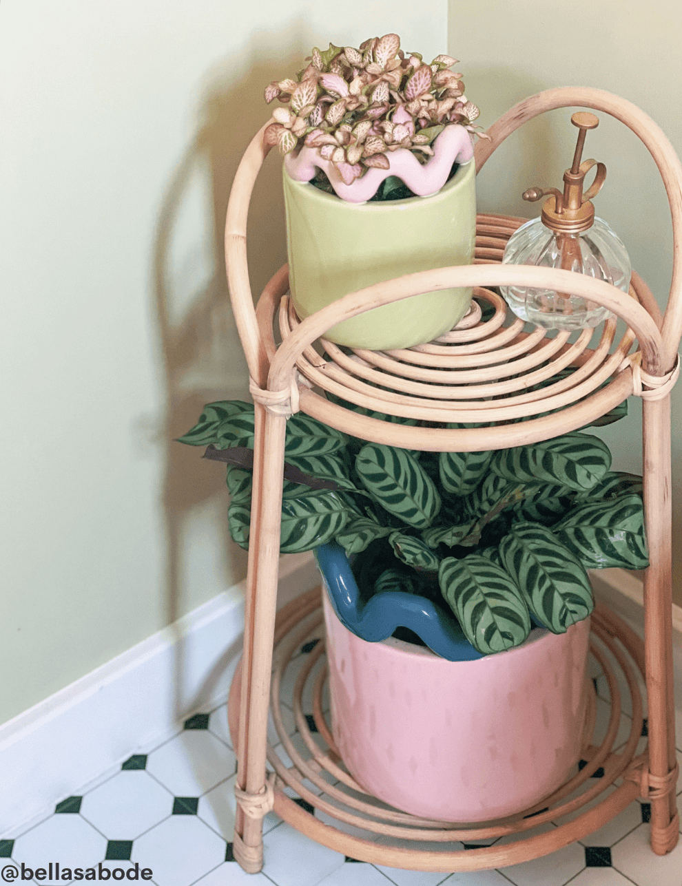 Large Blush Pink & Navy Wavy Plant Pot