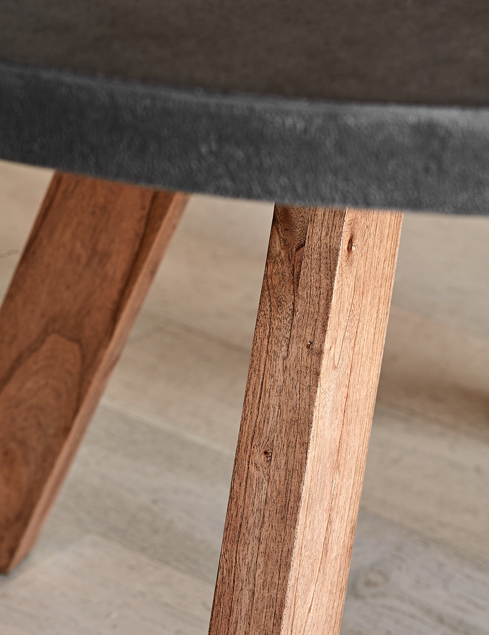 Round Trondheim Cement & Mindi Wood Dining Table Base Detail