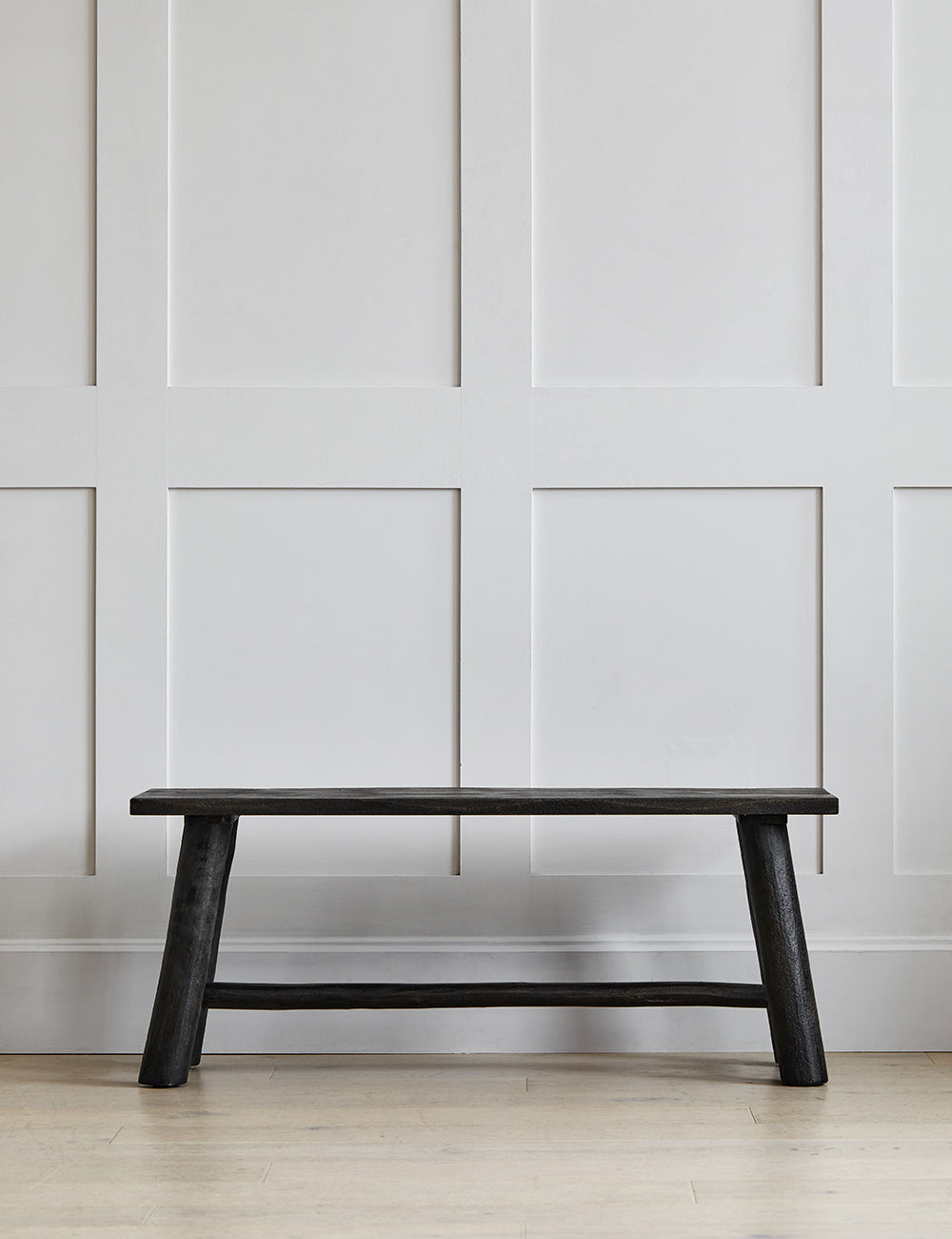 Gray wood outlet bench