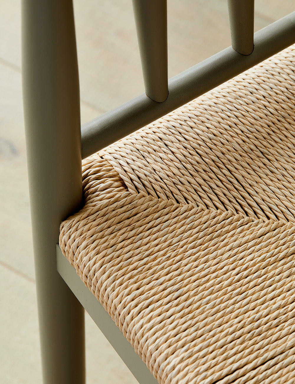 Set of 2 French Grey Wooden Dining Chairs with Woven Rope Seat Detail