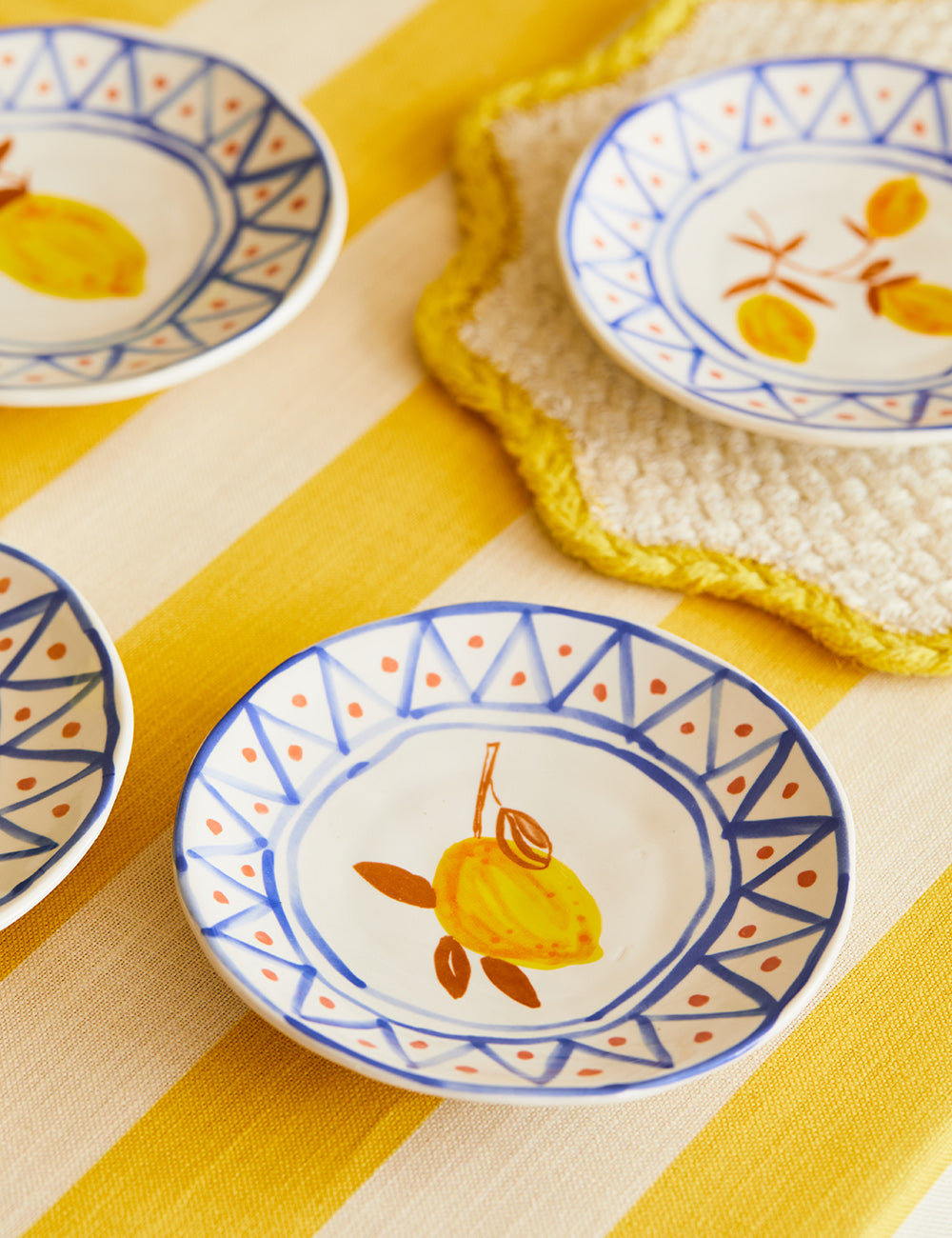 Set of 4 Italian Style Lemon Side Plates