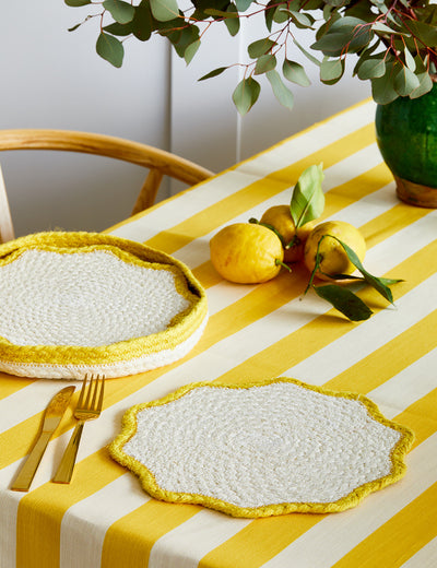Set of 6 Honey Yellow Scallop Placemats