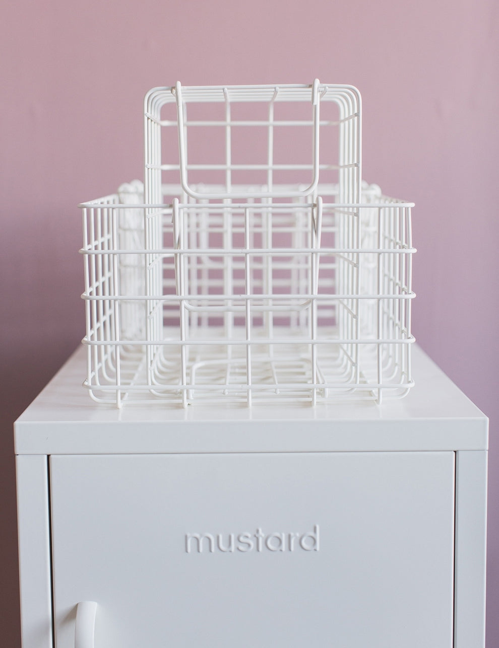Mustard Made Set of Three Wire Baskets - White