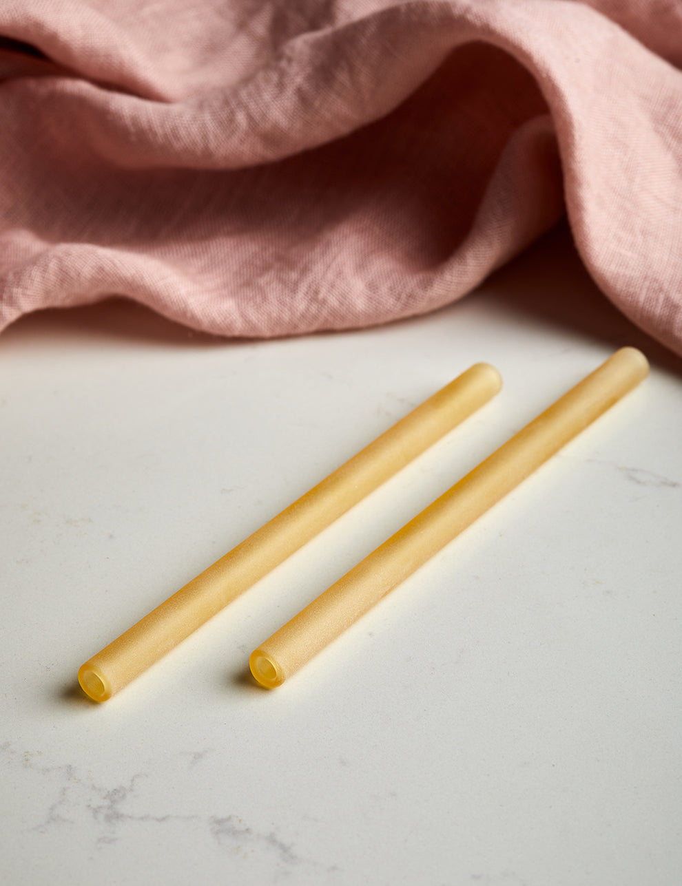 Set of Two Frosted Glass Straws - Mustard