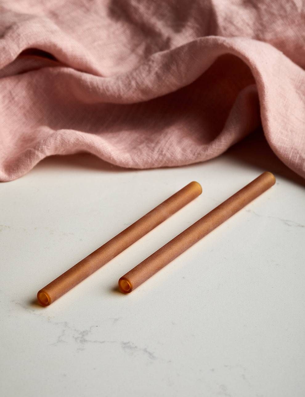 Set of Two Frosted Glass Straws - Terracotta