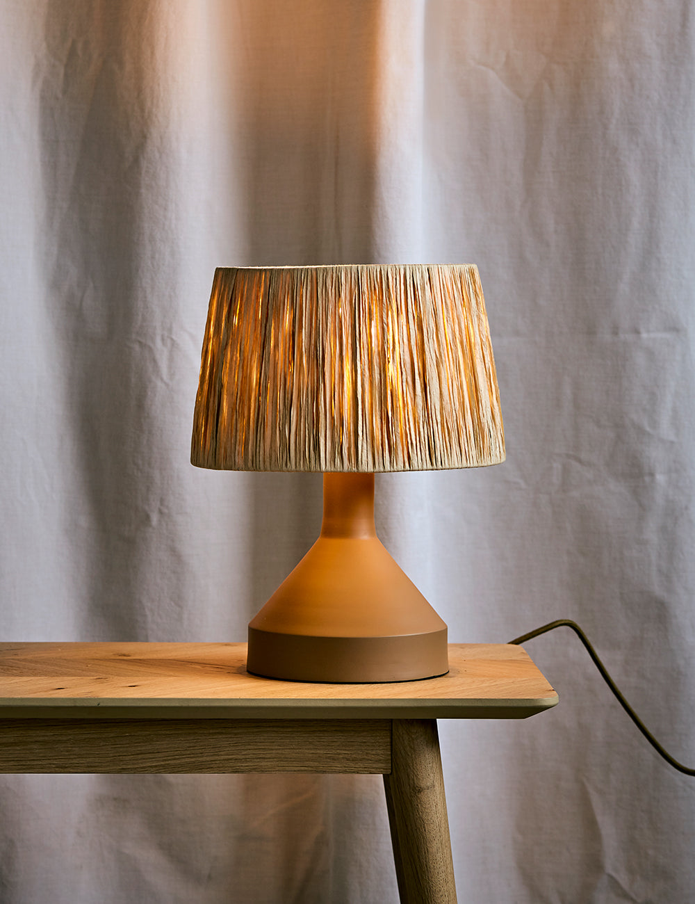 Small Natural Table Lamp with Raffia Shade