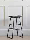 Teak Wood & Steel Bar Stool - Black