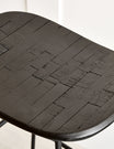 Teak Wood & Steel Bar Stool - Black