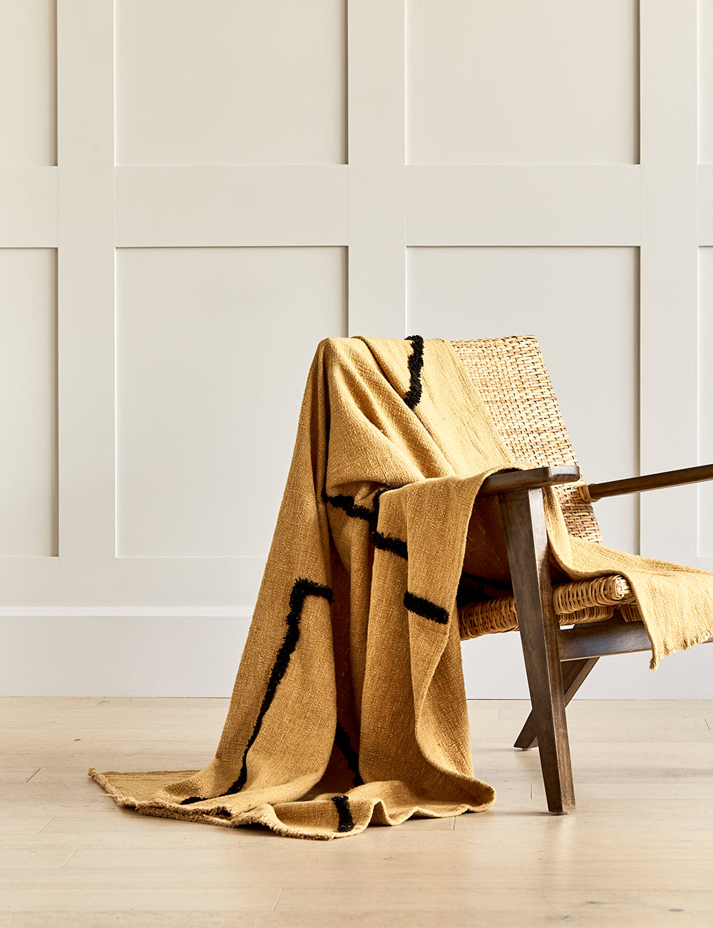 Tufted Ochre and Black Woven Throw Rose and Grey