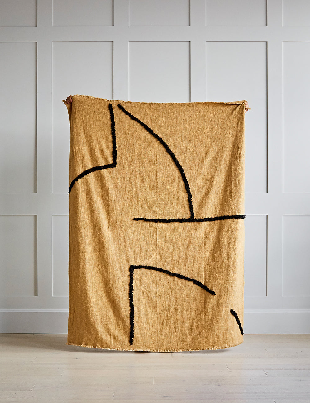 Tufted Ochre and Black Woven Throw Rose and Grey