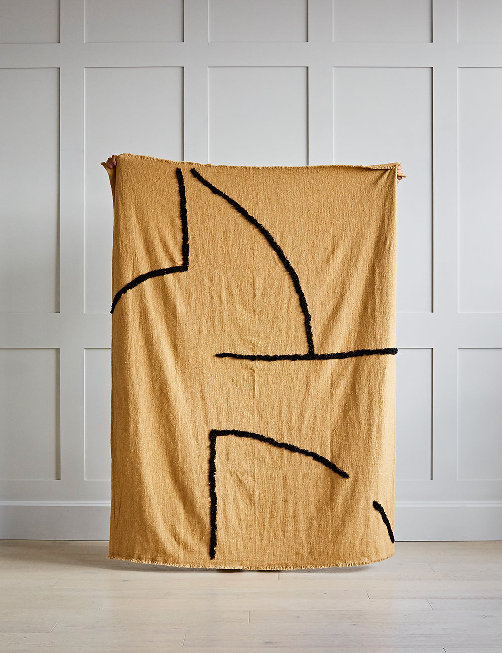 Tufted Ochre and Black Woven Throw
